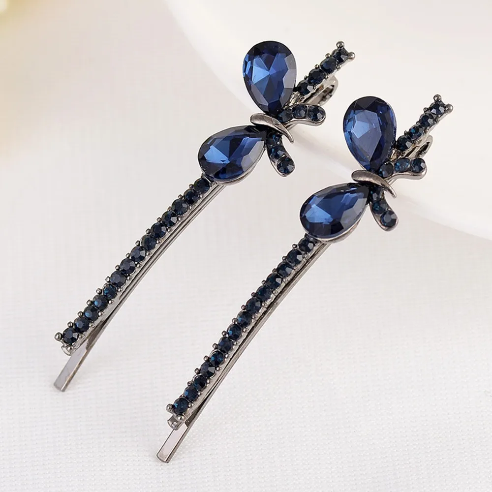 

2019 Hair Accessories For Women Pair Clip Butterfly Hairclips Maple Leaf Square Rhinestone Barrette Metal