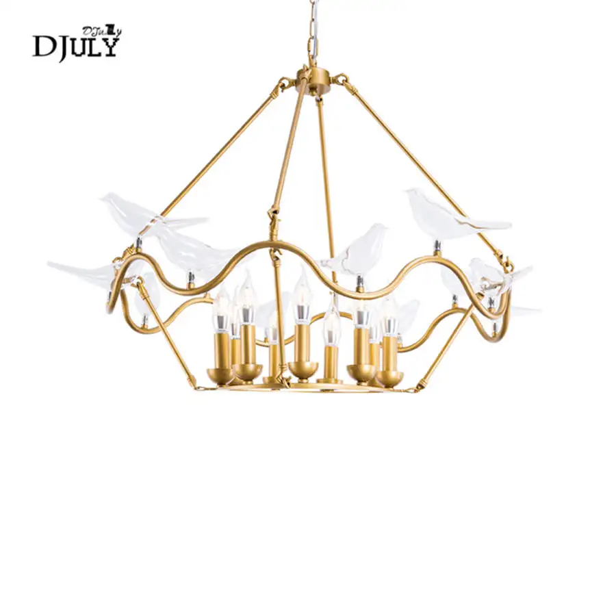 

American luxury glass bird chandelier lighting for children bedroom living room villa home deco hanging fixtures led luminaire