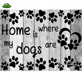 

YUMEART Full Drill Dog footprints Home Decor 5D DIY Diamond Painting Set For Embroidery Cross Stitch Mosaic Kits Wall Sticker
