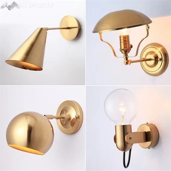 

Nordic Post modern wall lamp golden glass ball wall lights for living room bedroom bedside study aisle hotel lighting fixtures