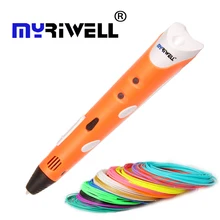 Myriwell 3D печати pen1.75mm ABS Smart 3D рисунок пером + бесплатная нити + адаптер творческий подарок для детей Дизайн живопись высококачественным