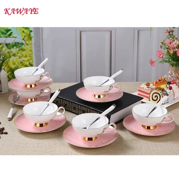 

1 set Lovely Sky Blue Ceramic Bone china Coffee Cup with Saucer Kit British Black Tea Cup Dish Set Creative Gift 6ZOP09