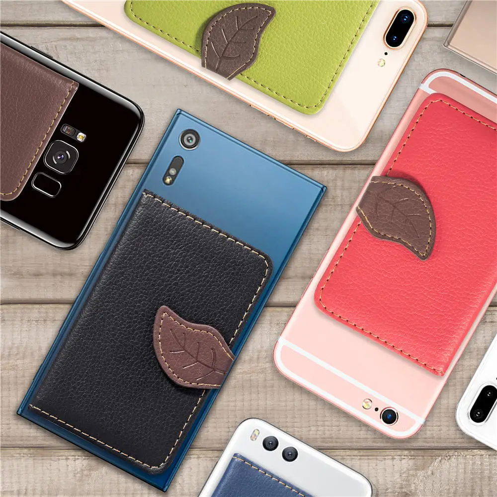 

Phone Card Clamp Mobile Creative Bracket with Credit Card Set Mobile Card Package PU credit card holder
