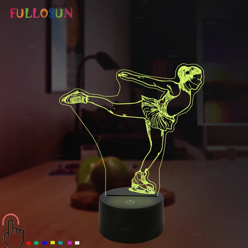 

Creative Figure Skating 3D Desk Night Light Coloful Gradient LED Desk Lamp Touch Button Table Lampara Child Birthday Xmas Gift