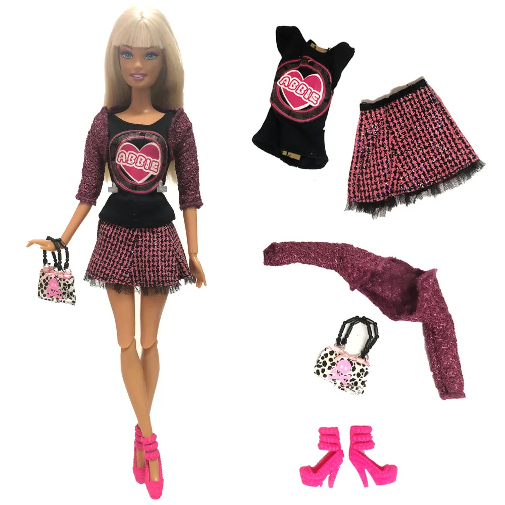 

NK One Set Doll Dress Fashion Model Coat Modern Outfit Daily Wear Bag Shoes For Barbie Doll Accessories Gift Baby Toys 242A DZ