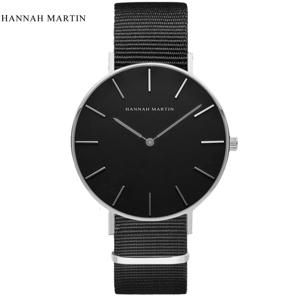 Relógios para Mulheres dos Homens Relógio de Pulso Hannah Martin Marca Relógio Esporte Casual Clássico Náilon Masculino Quartzo Feminino 2020