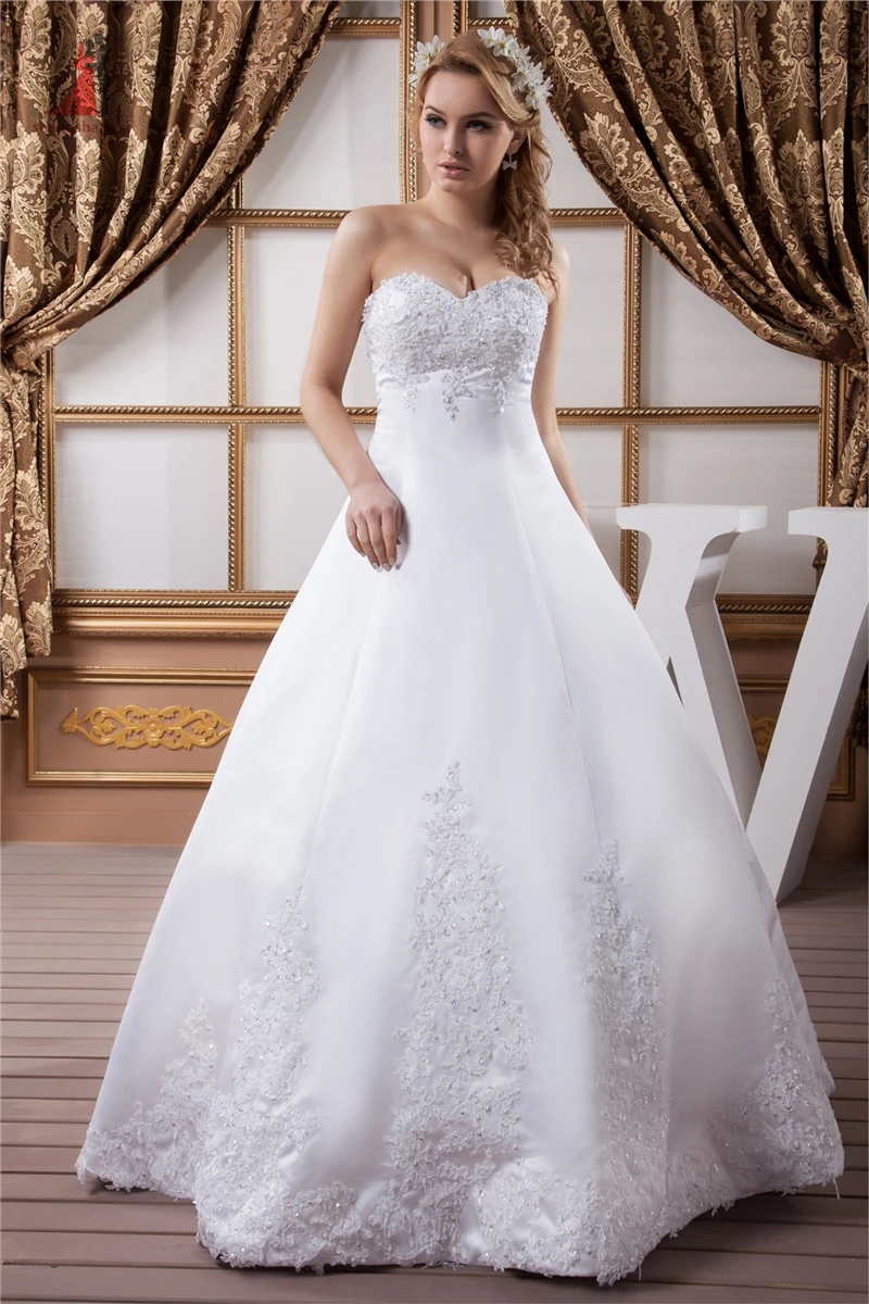 2017 Charming Ball Gown Wedding Dresses Sweetheart Appliues Off the Shoulder Bridal Gowns Floor Length vestido de noiva | Свадьбы и
