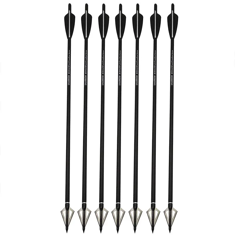 12pcs 20inch Archery Crossbow Bolts Arrow Carbon Arrow Rubber Feather Replaceable Blade Broadhead OD8.8mm Shooting Accessories