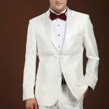 Скидка! Смокинги для жениха цвета слоновой кости с двумя пуговицами на заказ, приталенные смокинги для жениха, мужские свадебные костюмы для жениха, лучшие костюмы
