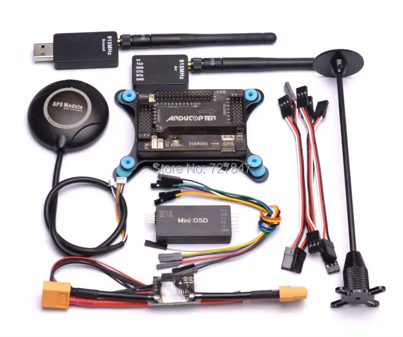APM2.8 w/ Shock Absorber+ M8N 8N GPS with Compass + Power Module Minim OSD 433mhz 433 / 915Mhz 915 Telemetry | Игрушки и хобби