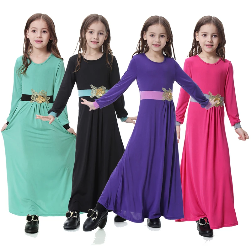 

Vestidos 2019 Abaya Dubai Arab Kaftan Turkey Children Muslim Hijab Dress Girl Moslima Islamic Arabic Dress Robe Musulmane Longue