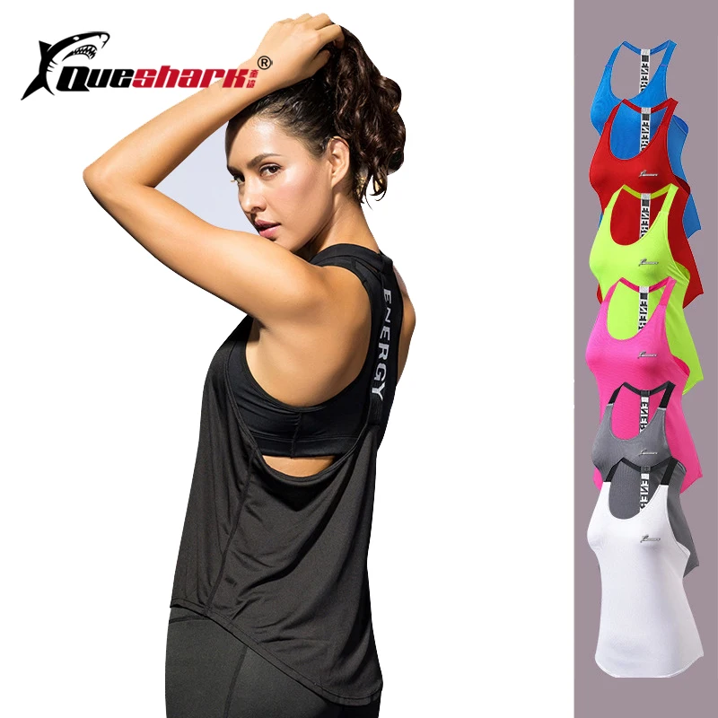 

Queshark Sleeveless Women Yoga Shirt Irregular Sexy Backless Fitness Vest Loose Running Tank Top Gym Workout Cool Shirts