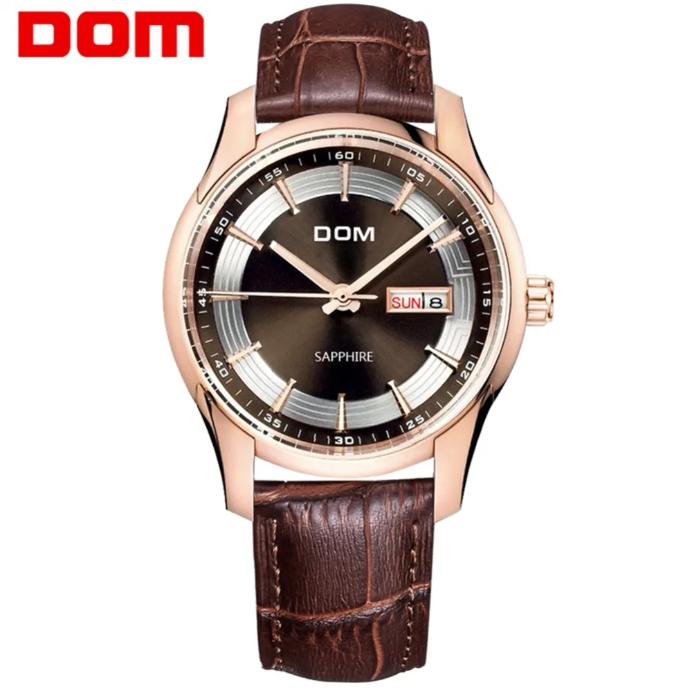 

DOM carefully created high-end business casual men's watch week calendar display waterproof sports Quartz Wristwatch
