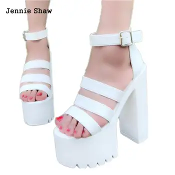 

Gladiator Sandals Shoes Women 14 Cm High Heel Peep Toe Platform Sandals Summer
