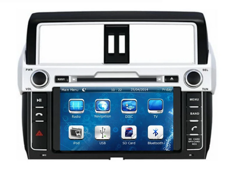 8" in-dash Car DVD player with GPS(optional) audio Radio stereo USB/SD AUX BT/TV car multimedia headunit for TOYOTA prado 2014 |