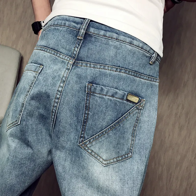 Tsingyi Do old Washing Blue Discolor Denim Jean Men Homme Casual Straight Pants Low Waist Jeans Mens Trousers Plus Size 28-42