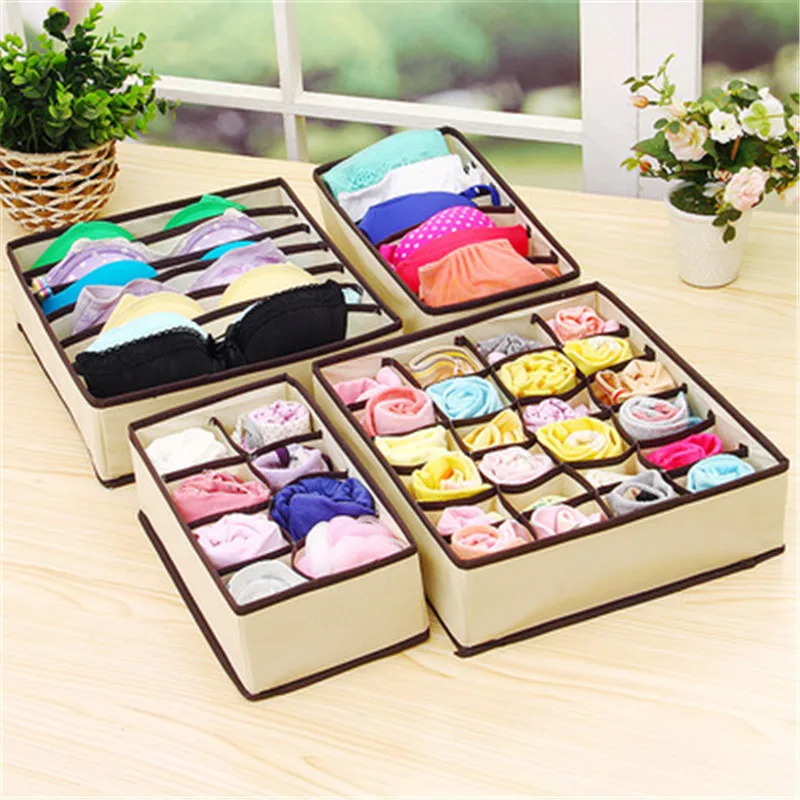 Home Underwear Bra Storage Box Socks Organizer Drawer Closet Organizers Foldable Boxes For Scarfs