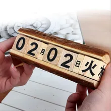 Zakka Wood Calendar Furnishing Articles Manually Desktop Vintage Calendar Arts&Crafts Log Wood Home DIY Decoration Ornaments