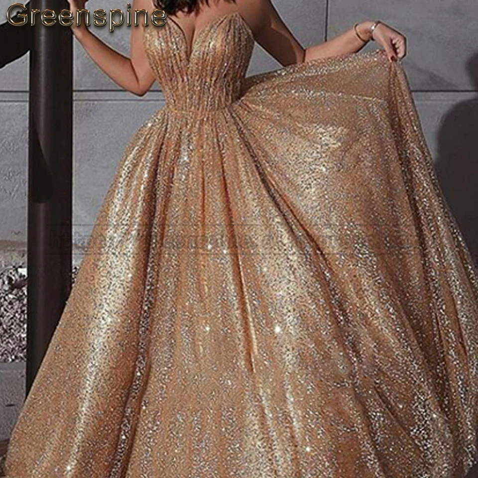 Блестящие Розовые золотые платья для выпускного вечера размера плюс с блестками длинное вечернее платье с открытой спиной сексуальные женские Вечерние Платья Vestidos Largos