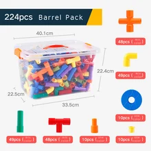 Onshine 224 шт/бочонок водопровод строительные блоки с колесами для детей DIY сборка туннель из труб модель игрушки 3Y