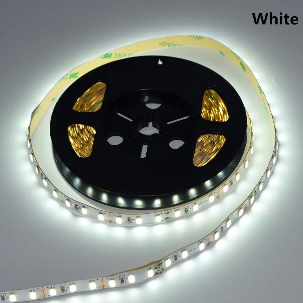 Супер яркий SMD 60leds/м белый/теплый белый/холодный белое DC12V Светодиодные полосы + 60 вт адаптер питания комплект