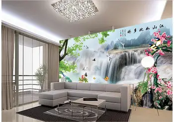 

Custom photo 3d wallpaper Non-woven mural wall sticker Mountain Falls Butterfly crane painting 3d wall room murals wallpaper