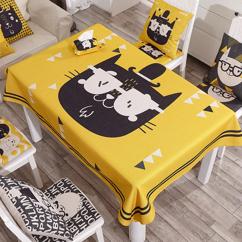 Thick tablecloth fabric cotton linen anti-hot coffee table rectangular cartoon restaurant | Дом и сад
