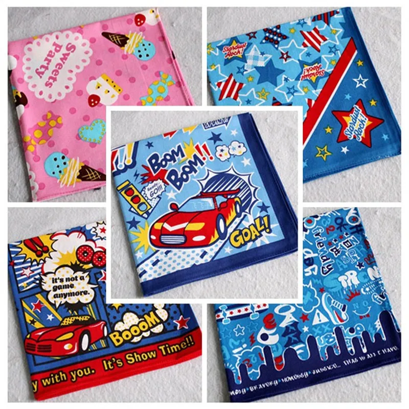 Children's handkerchief Cotton 100% pocket towel handcuffs child Handkerchiefs 5Pcs/Lot 42CM
