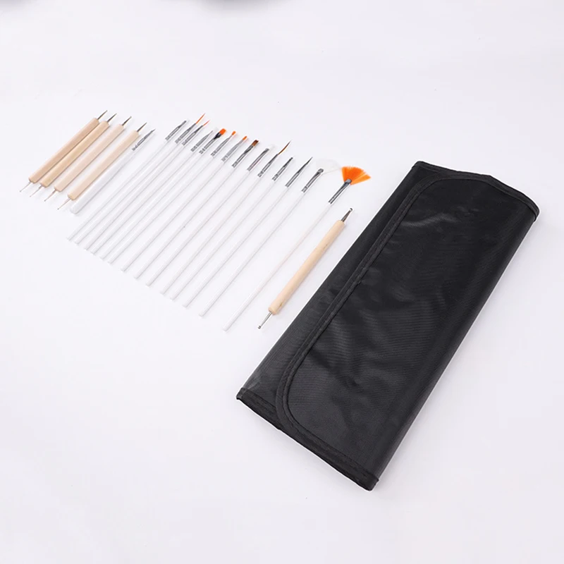 Escovas da Arte do Unha Desenho do Projeto da Arte do Unha Ferramenta para a Pintura Ferramentas da Arte do Unha Conjunto Punho Plástico Corporal Pintura Pontilhando Bolsa 20 Pçs - Set 3 Da Arte Do Prego Ferramenta Para A