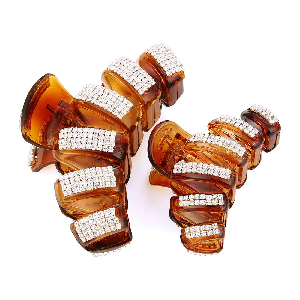

Extra Large Hair Accessories Femme Hair Claws Rhinestones Hairpins Clips Black Coffee Headdress Bijoux Fine Styling Tools HC350