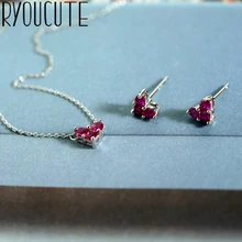 RYOUCUTE, модные свадебные ювелирные наборы, 925 пробы, серебро, кубический цирконий, сердце, ожерелья, серьги для женщин, Дубай, бижутерия