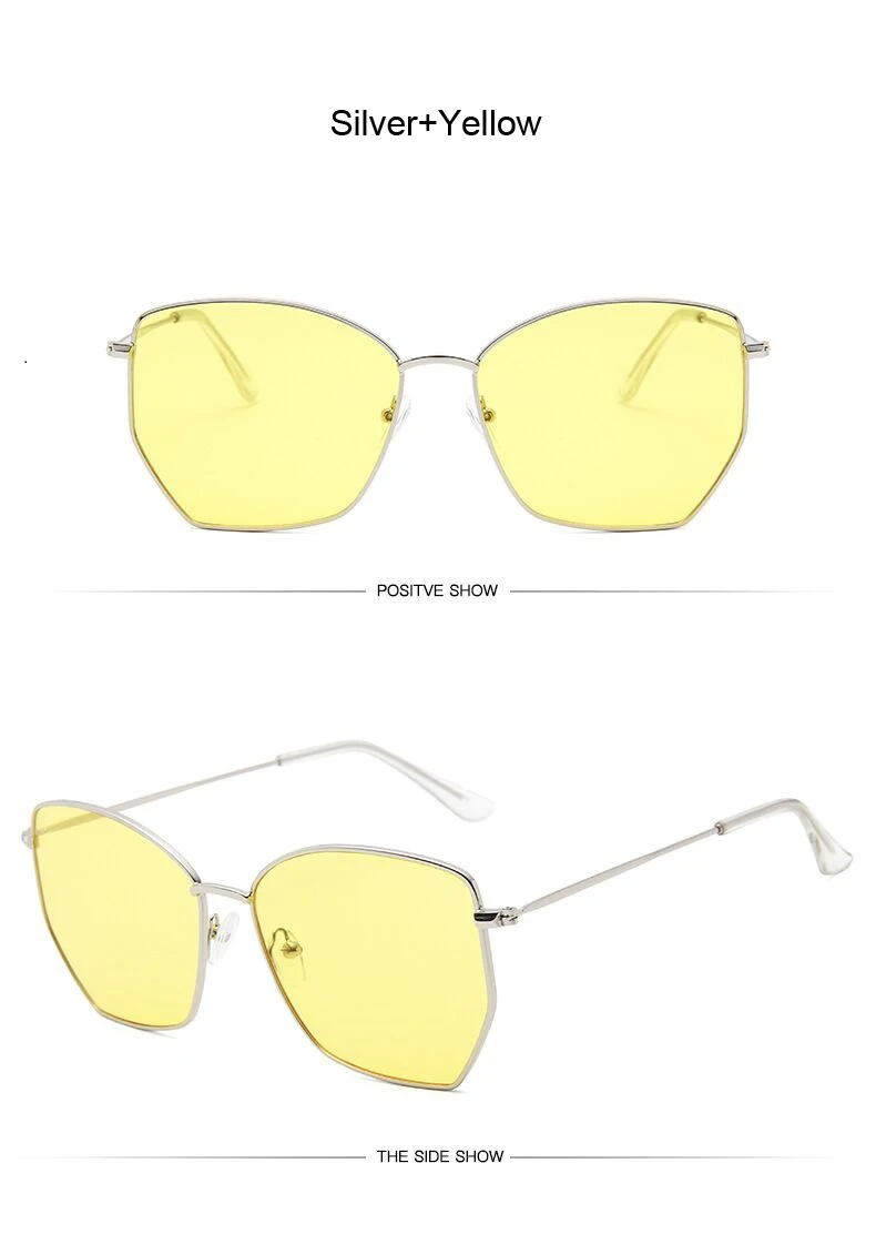 Women Cat Eye Sunglasses Cute Sexy Brand Designer Summer Retro Oversized Frame Black Yellow Cateye Sun Glasses Female