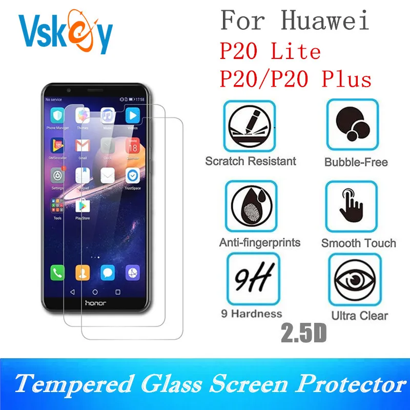 

VSKEY 10PCS 2.5D Tempered Glass For Huawei P20 Lite Screen Protector Explosion Proof Protective Film for huawei P20 Pro