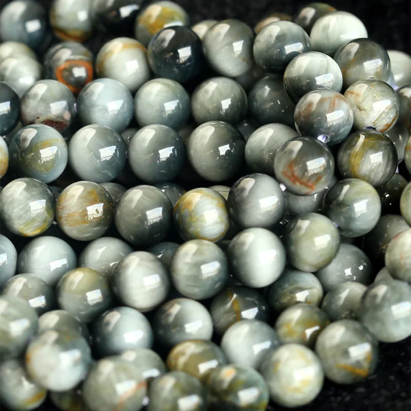 Wholesale Natural Genuine Gray Black Eagle Eye Stone Round Loose Beads