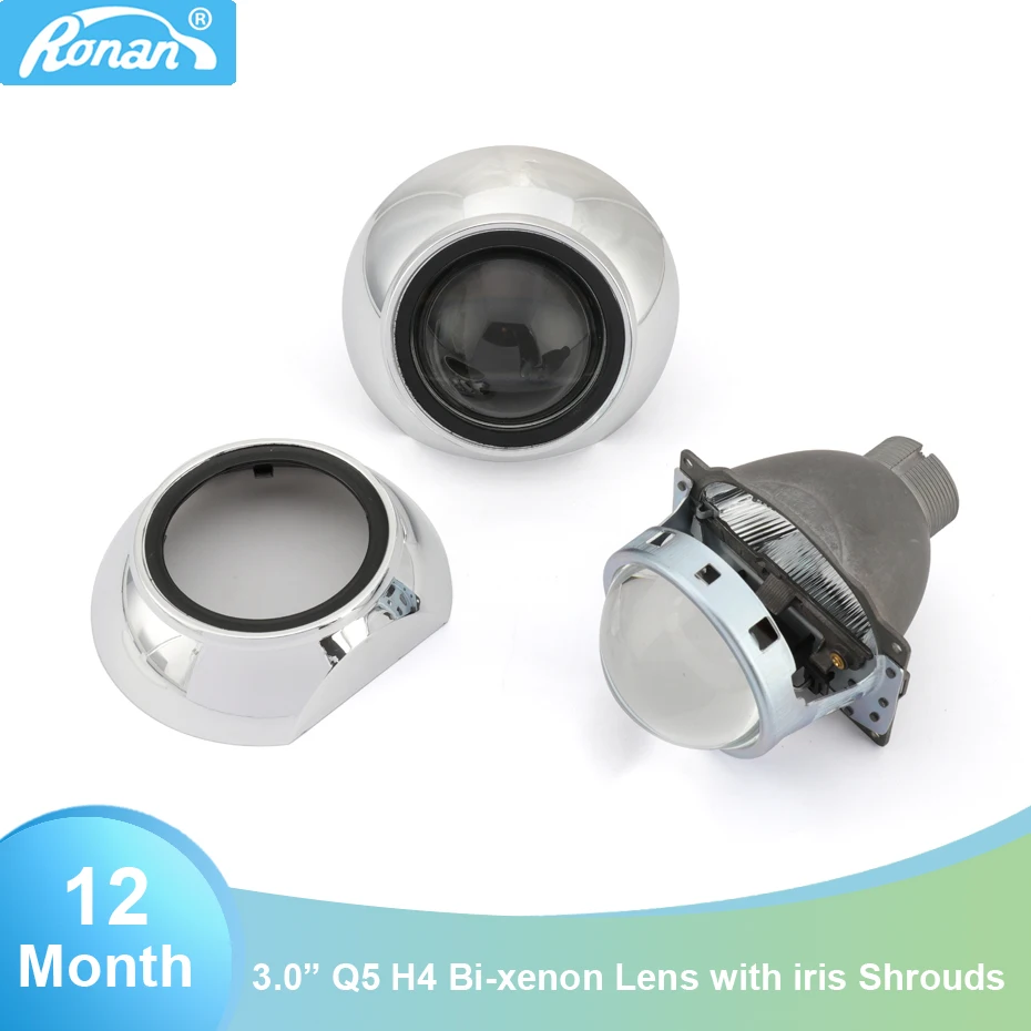 

RONAN car styling 2PCS 3.0 Bi-xenon Projector Lens for H4 Cars Headlights with sliver shrouds diy super bright