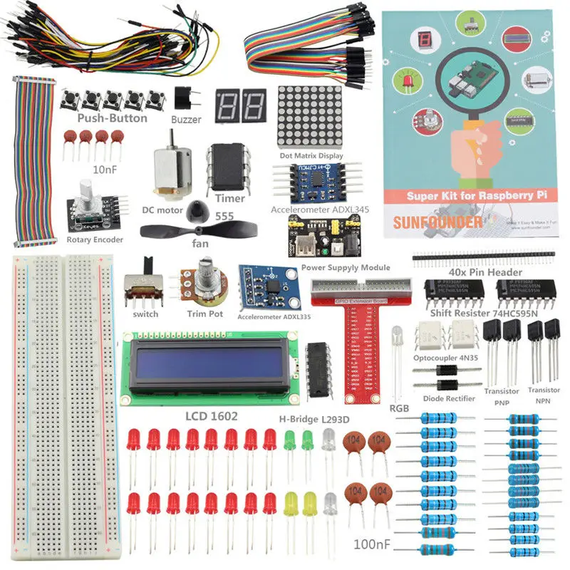 

SunFounder Super Starter Kit V2.0 for Raspberry Pi 3 B+ Plus ,Raspberri Pi 3 2 Model B and 1 Model B+ Diy Kit