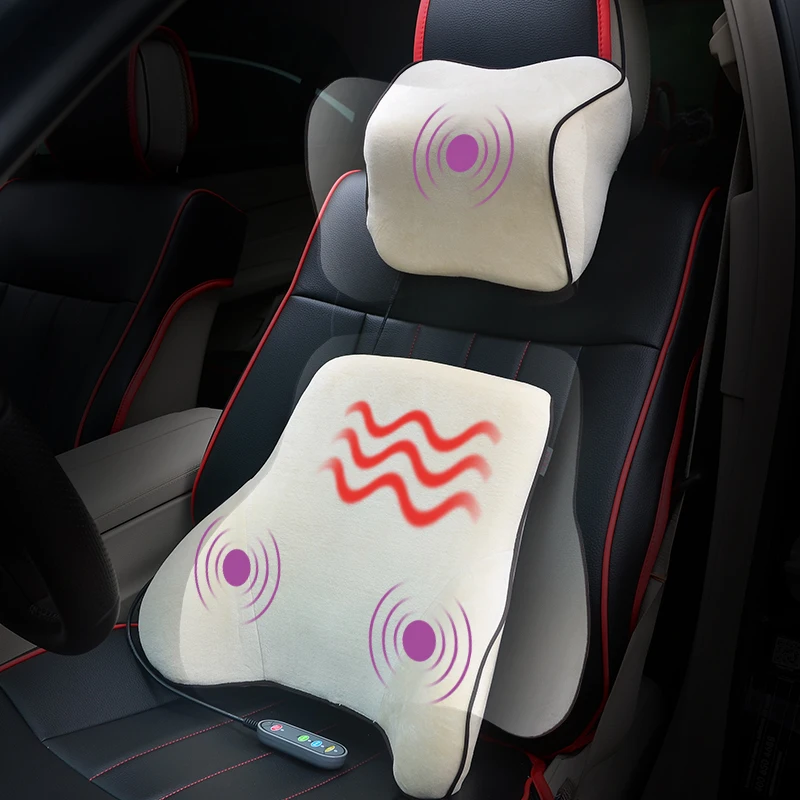 Car lumbar support neck massager kneading heating waist massage pillow