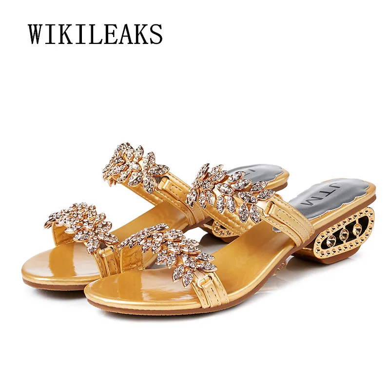 gold rhinestone flip flops