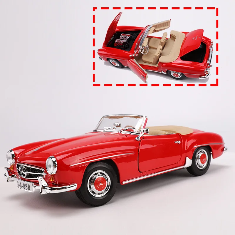 

1:18 Diecast Car Model Static Collection Alloy Vehicles mkd3 Toys for Children Benz 1955 190SL Vintage Retro Roadster Sports Car