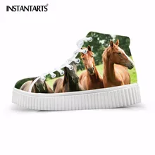 INSTANTARTS/Женская обувь на плоской подошве с принтом лошади; дизайнерская женская обувь на платформе со шнуровкой в стиле зебры; обувь для отдыха, увеличивающая рост