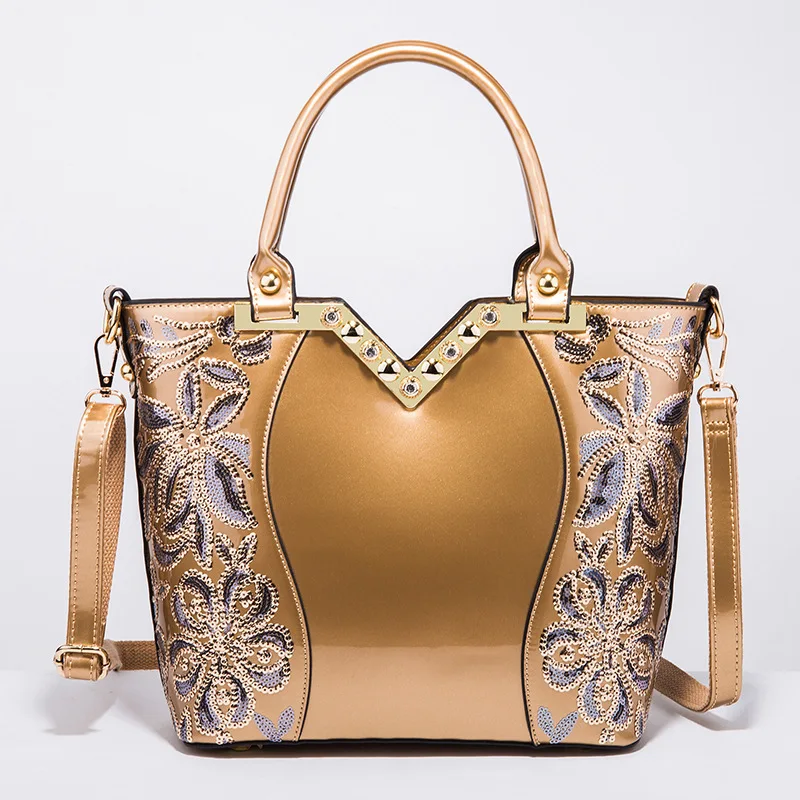 

Kajie 2018 Patent Leather Shoulder Bag Female Evening Party Bags Brand Designer Handbags Large Capacity Women Sequined Tote