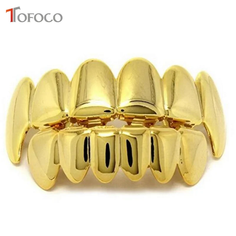 TOFOCO 4 цвета золотые зубы Grillz верхние и нижние грили хип-хоп зуб стоматологический