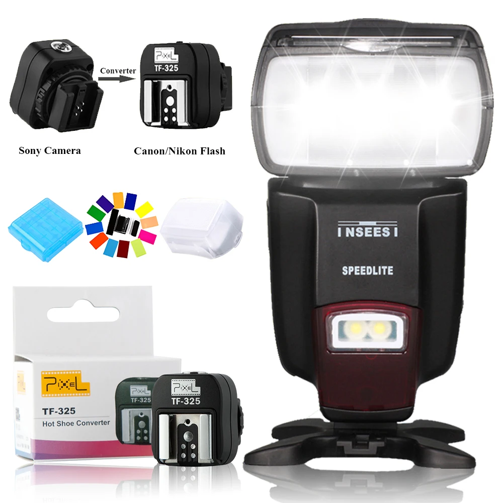 

IN560IV Flash Speedlite & Pixel TF-325 Hot Shoe Adapter For Sony A65 A37 A77 A57 A100 A200 A230 A300 A350 A330 A380 A500 A550