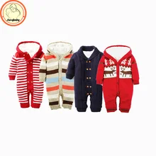 2016 Autumn Winter Baby Romper Boy Girl Jumpsuit Winter coveralls Jersey Soft Hooded Warm Knit thickened Variety Clothes