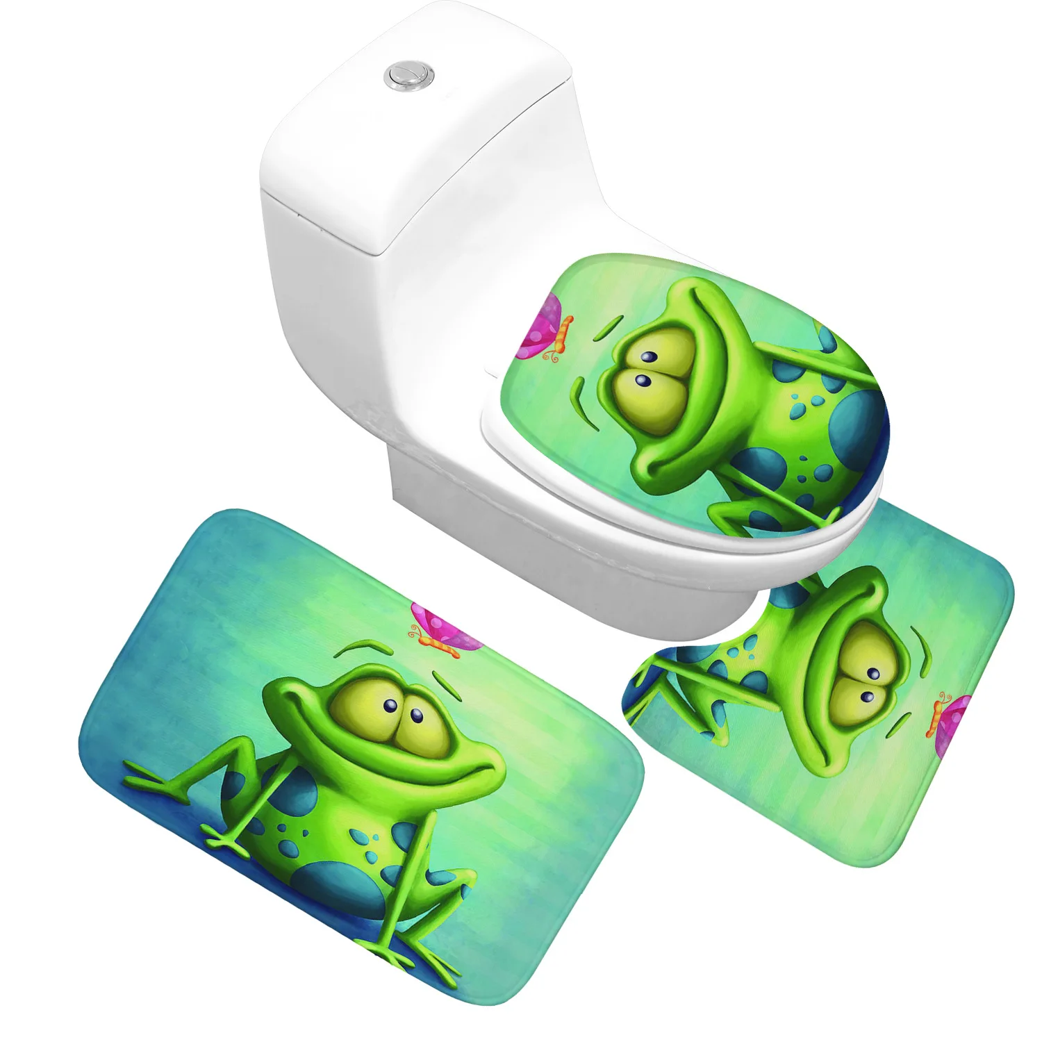 

Honlaker Fun Cartoon Bath Mat 3 Pieces/sets Super Soft Flannel Printing Thickened Bathroom Mat Absorbent Door Mat Toilet Rug