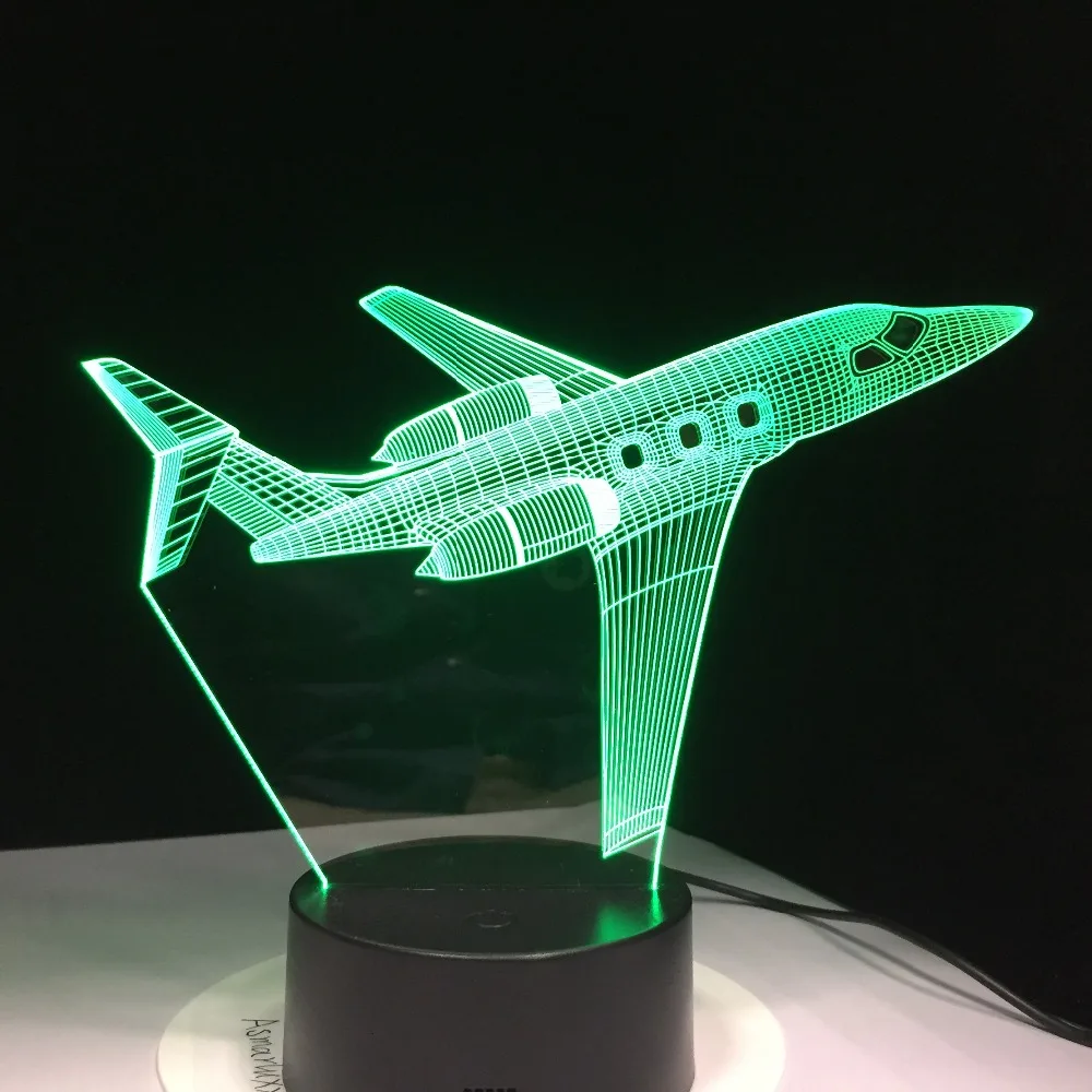 Airplane Jet Kit 3D Night Lamp Acrylic LED 7 Colour Touch Table Desk Light Gift 