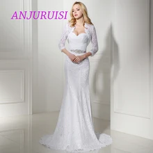 ANJURUISI элегантные белые кружевные свадебные платья Русалка Свадебные платья винтажные богемные Свадебные платья дешевые Sereia с жакетом
