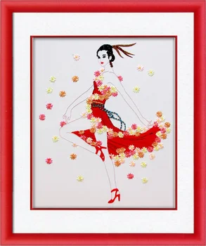

90X70cm DIY 3D Cross Stitch Kit Needlework Unfinished Ribbon Embroidery Painting Dancing Girl Stitching Craft Gift Decorative
