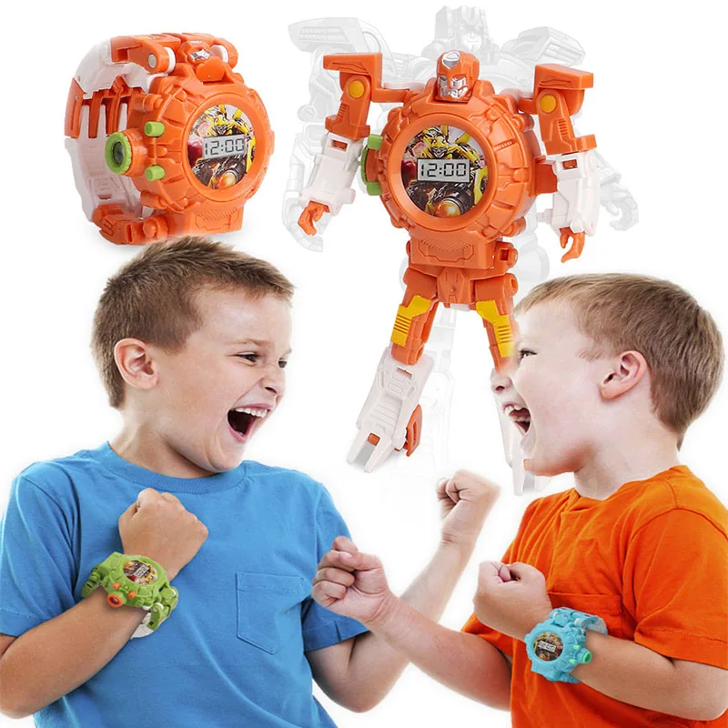 

2in1 Deformed Watch Projection Toy Light Projector Robot Early Education Educational Toys Autobots
