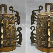 Bi0011686 Китайский Бронзовый Сбор Буддизм Народная Храм Статуи Дракона Фигурка Белл